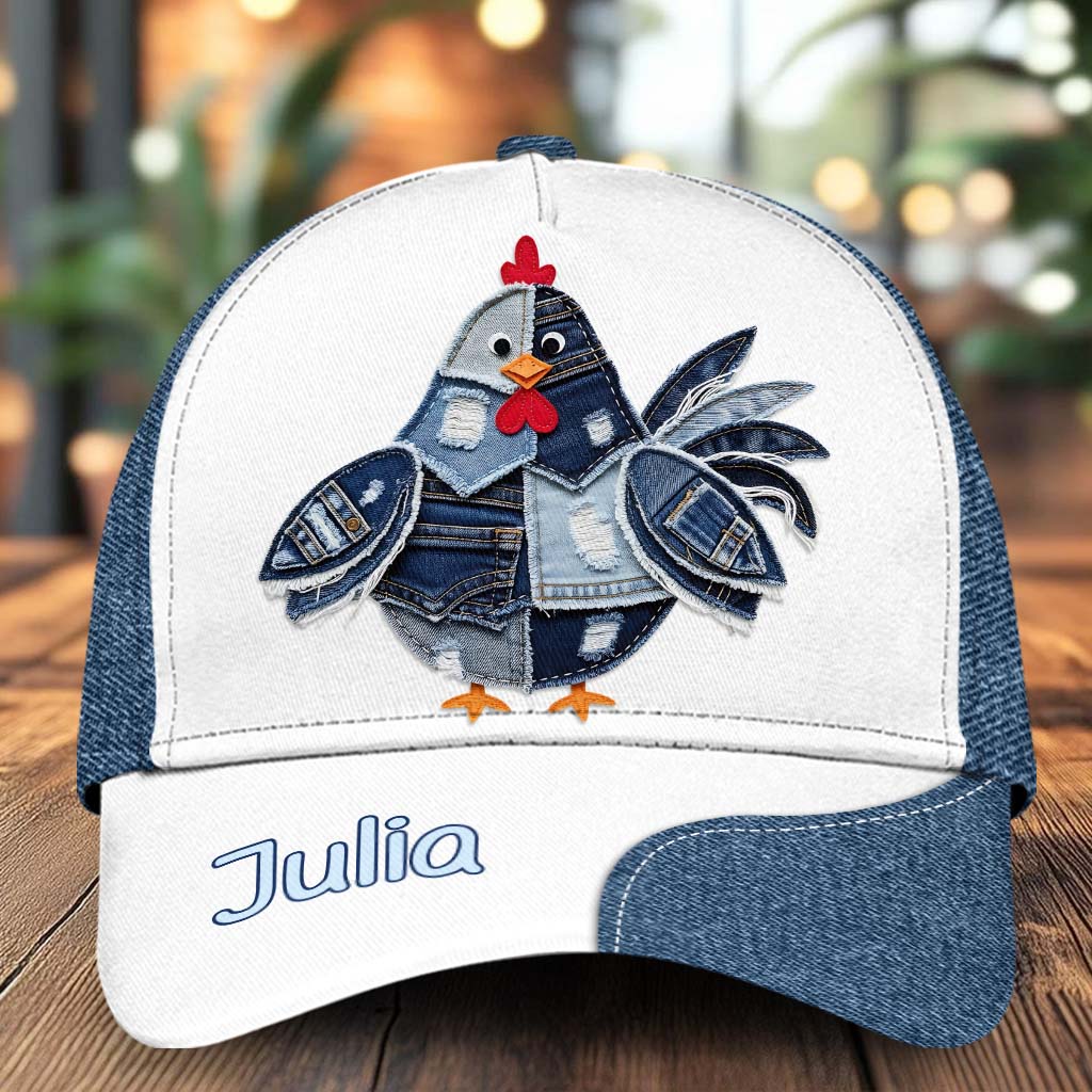 Just A Girl Who Loves Chicken - Denim Fabric Patches - Personalized Chicken Classic Cap