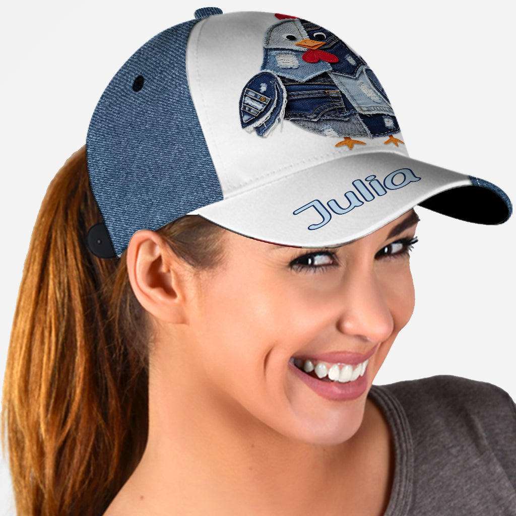 Just A Girl Who Loves Chicken - Denim Fabric Patches - Personalized Chicken Classic Cap