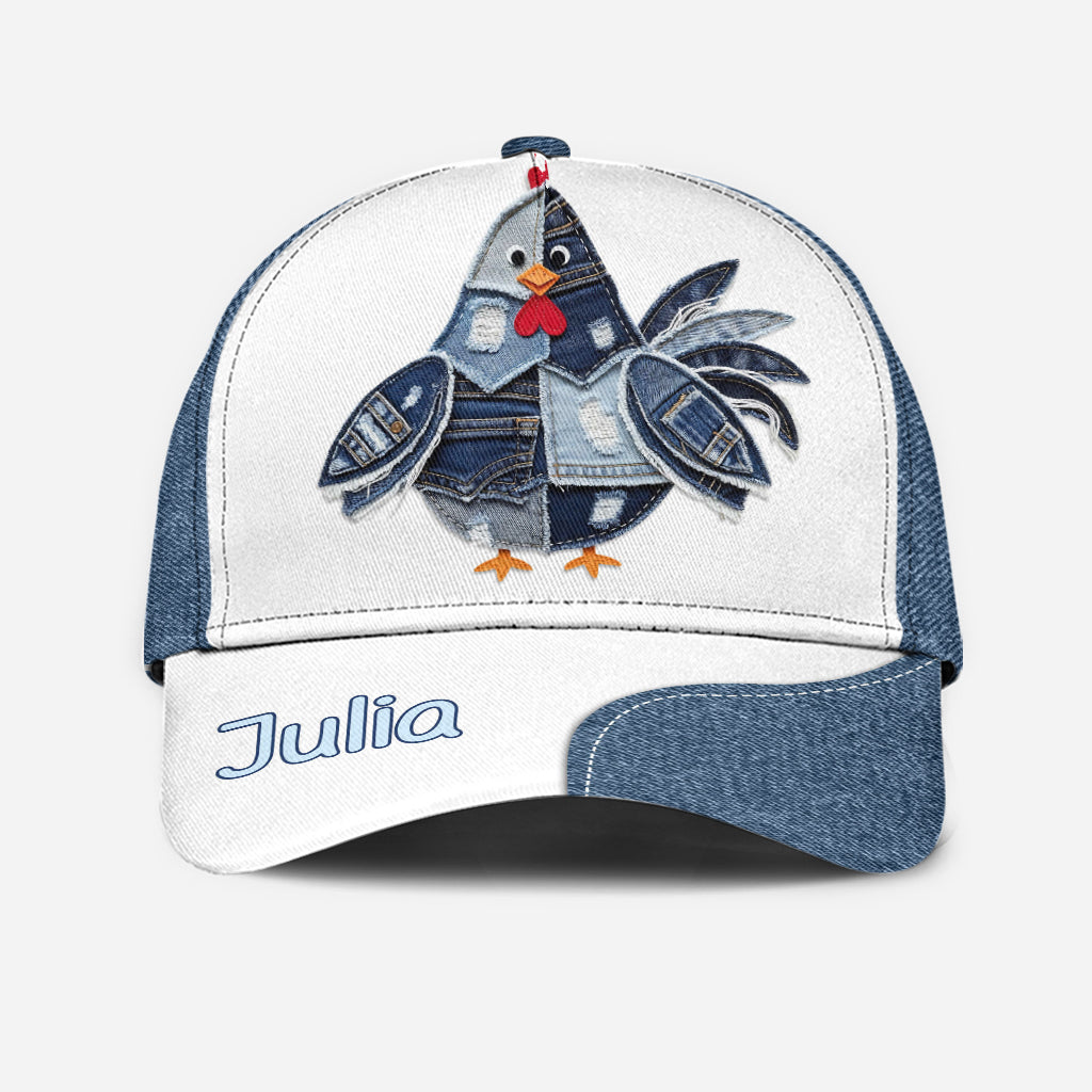 Just A Girl Who Loves Chicken - Denim Fabric Patches - Personalized Chicken Classic Cap