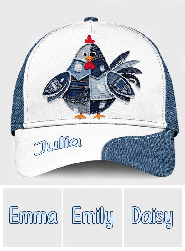 Just A Girl Who Loves Chicken - Denim Fabric Patches - Personalized Chicken Classic Cap