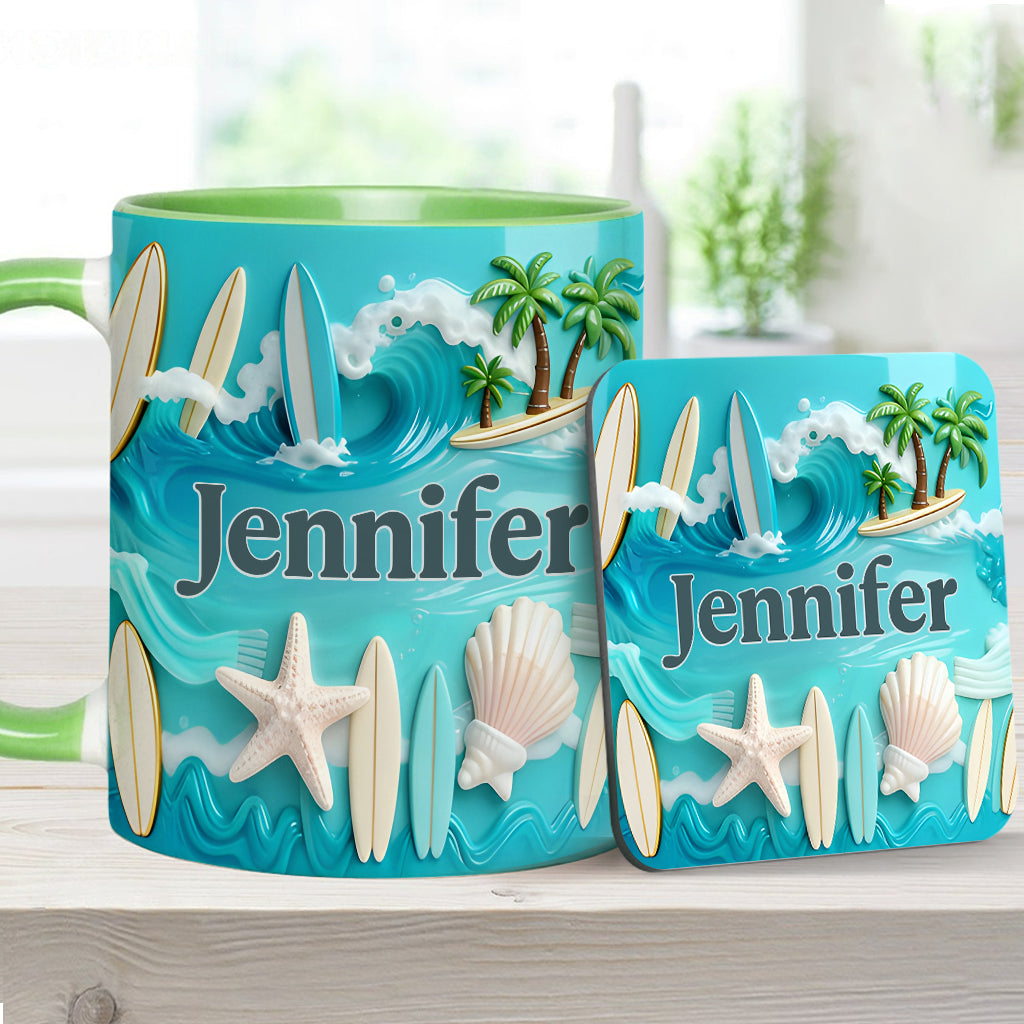 Love Surfing - Personalized Surfing Accent Mug & Coaster