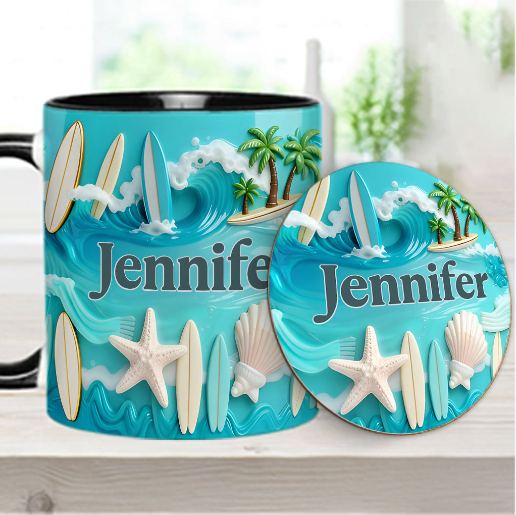 Love Surfing - Personalized Surfing Accent Mug & Coaster