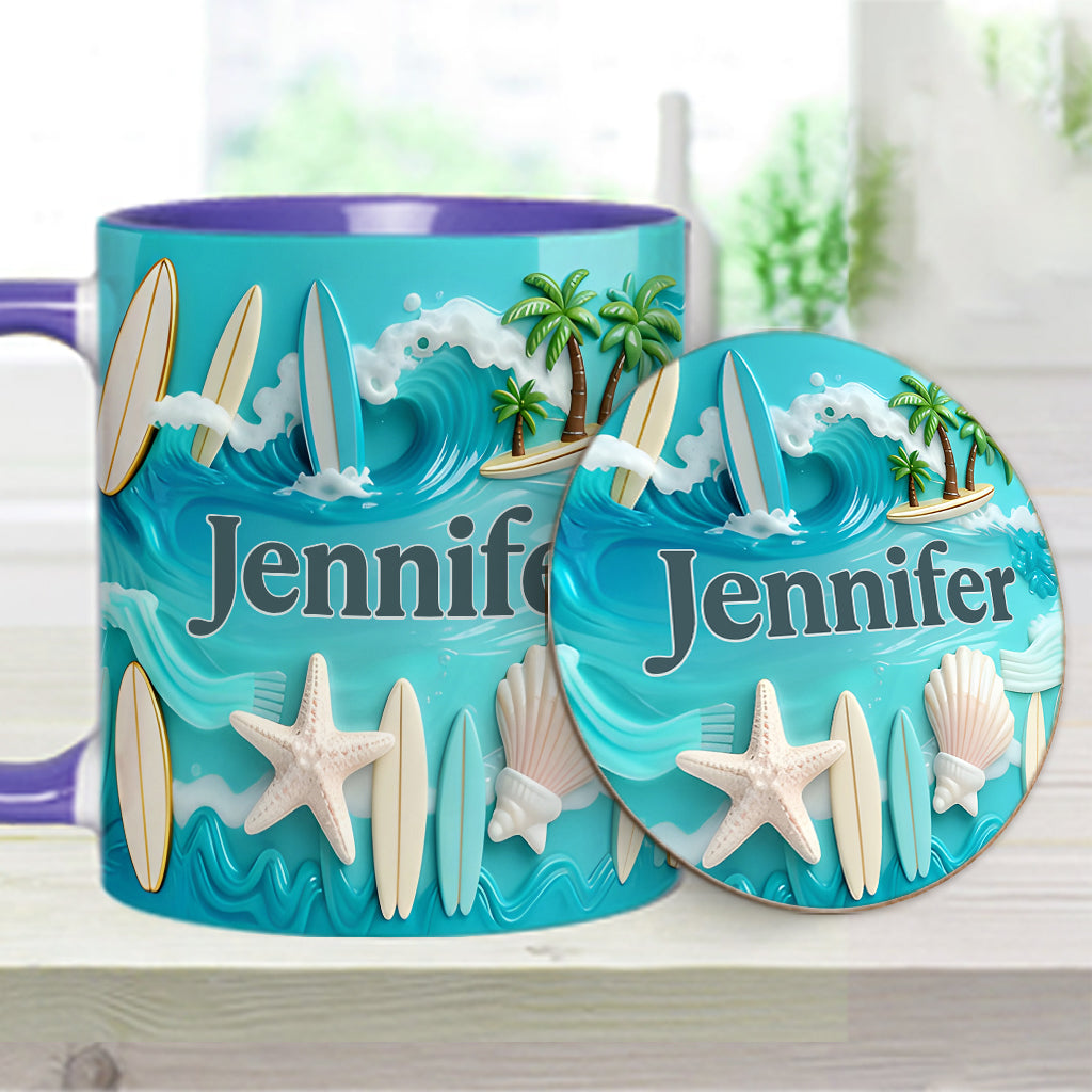 Love Surfing - Personalized Surfing Accent Mug & Coaster