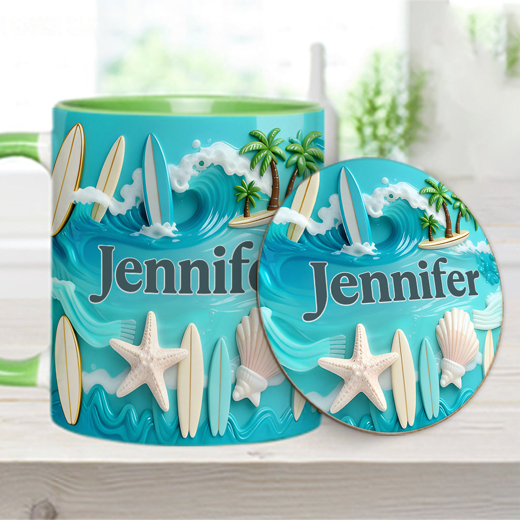 Love Surfing - Personalized Surfing Accent Mug & Coaster
