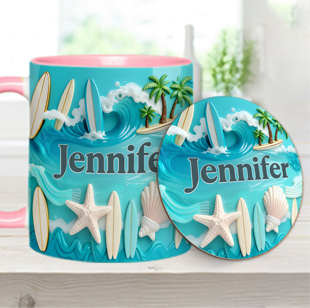 Love Surfing - Personalized Surfing Accent Mug & Coaster