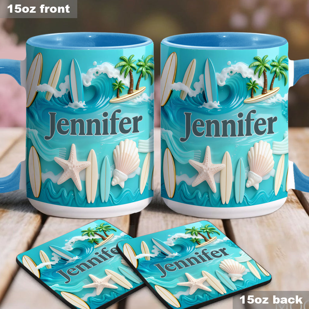 Love Surfing - Personalized Surfing Accent Mug & Coaster