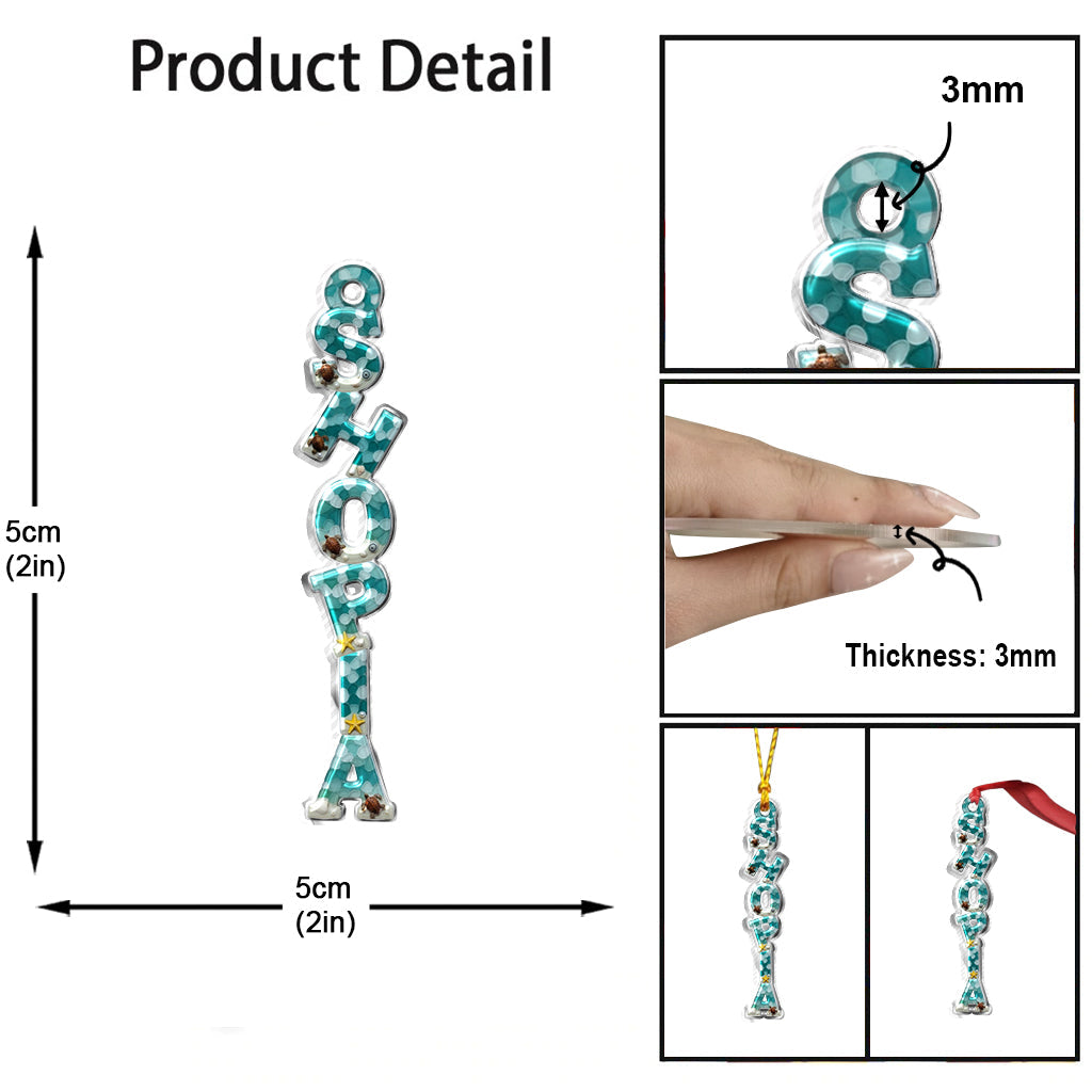 Sea Glass-Textured Christmas Alphabet - Personalized Family Custom Shaped Ornament