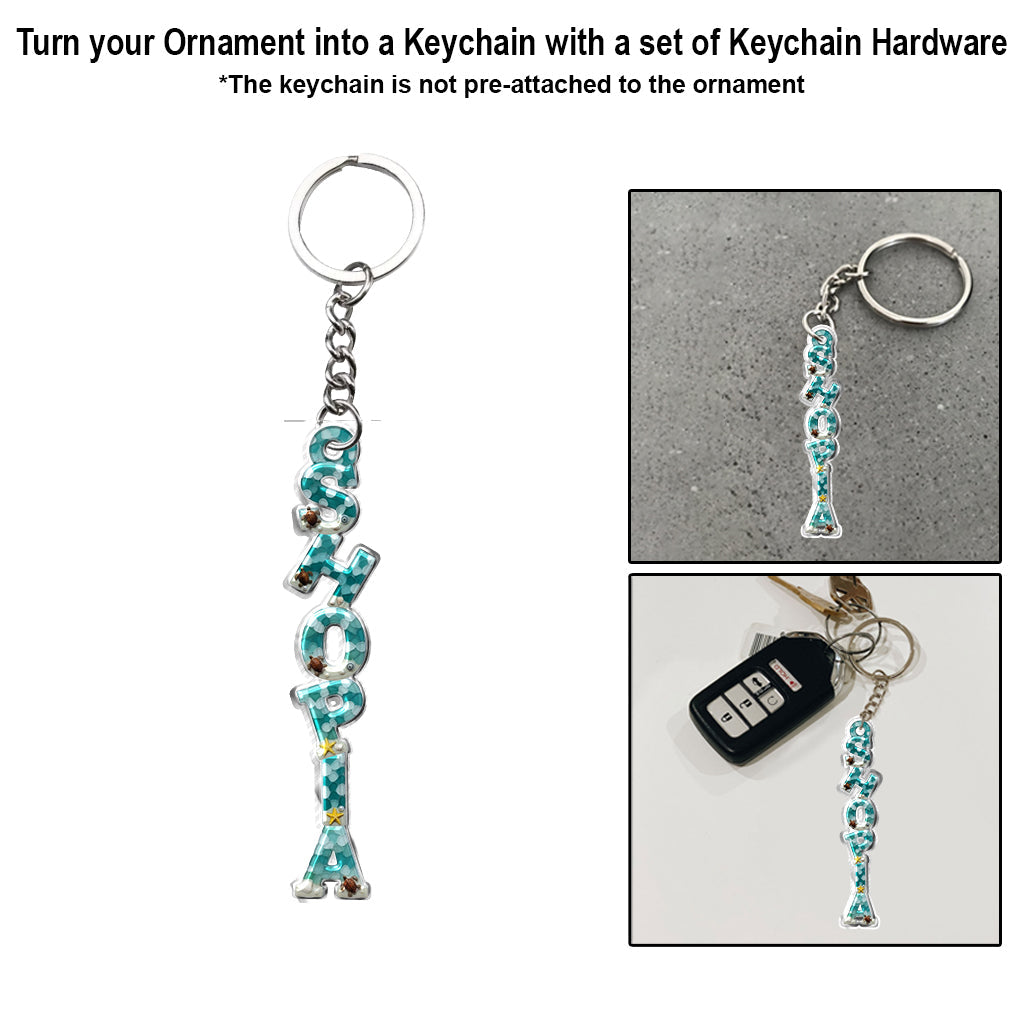 Sea Glass-Textured Christmas Alphabet - Personalized Family Custom Shaped Ornament