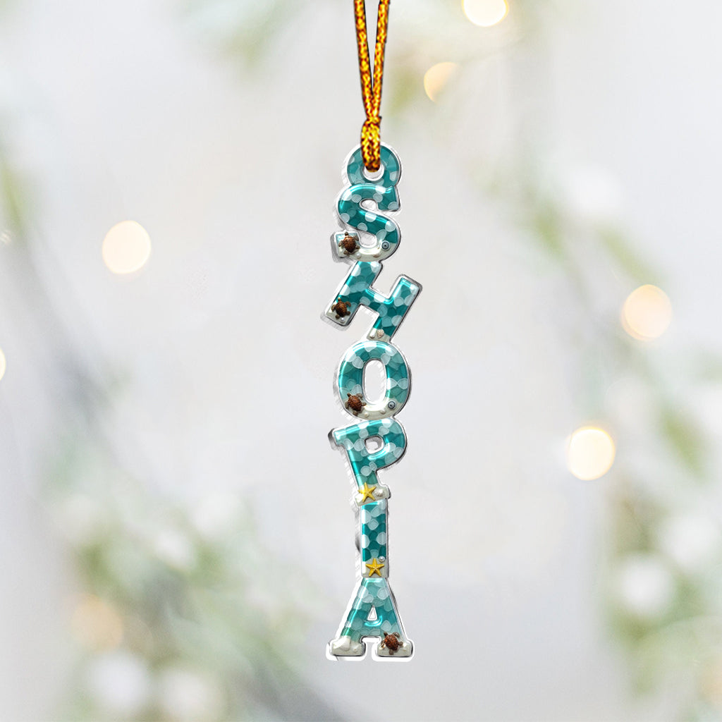 Sea Glass-Textured Christmas Alphabet - Personalized Family Custom Shaped Ornament