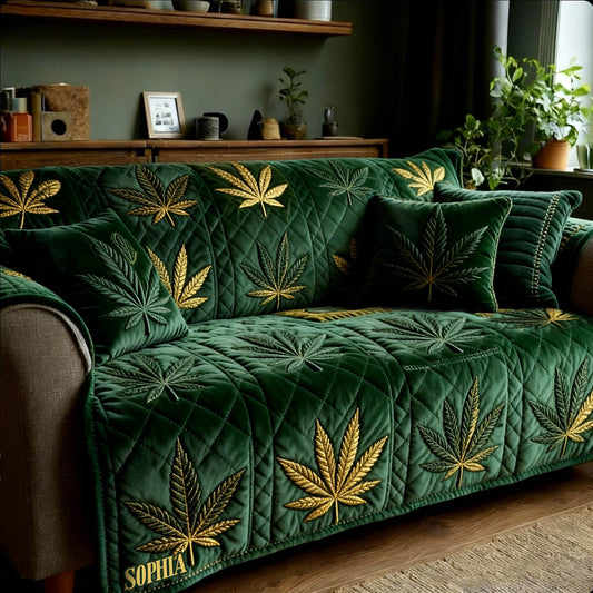 Magic Cover - Personalized Weed Quilted Sofa/Couch Cover