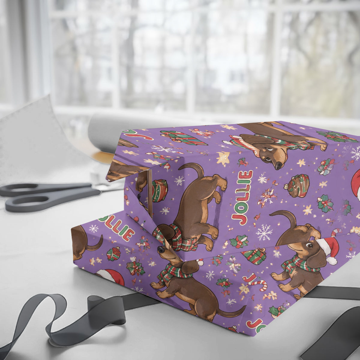Cheerful Christmas - Personalized Dog Wrapping Papers