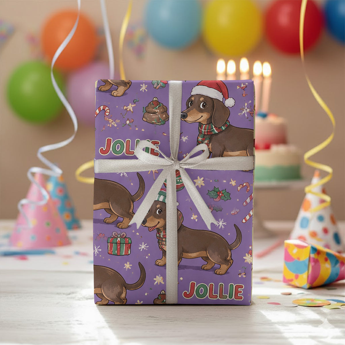 Cheerful Christmas - Personalized Dog Wrapping Papers