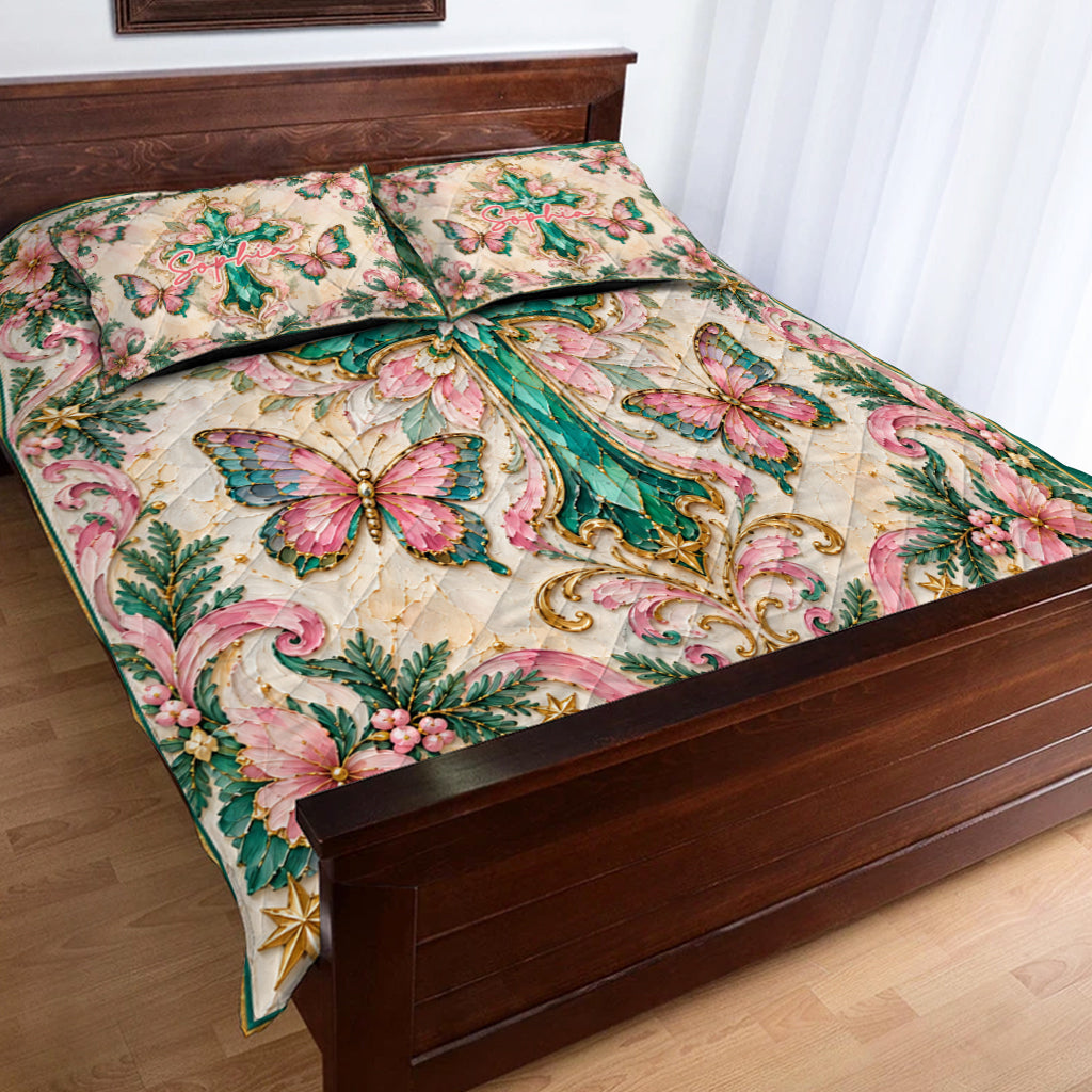 Merry Christmas - Personalized Christian Quilt Set