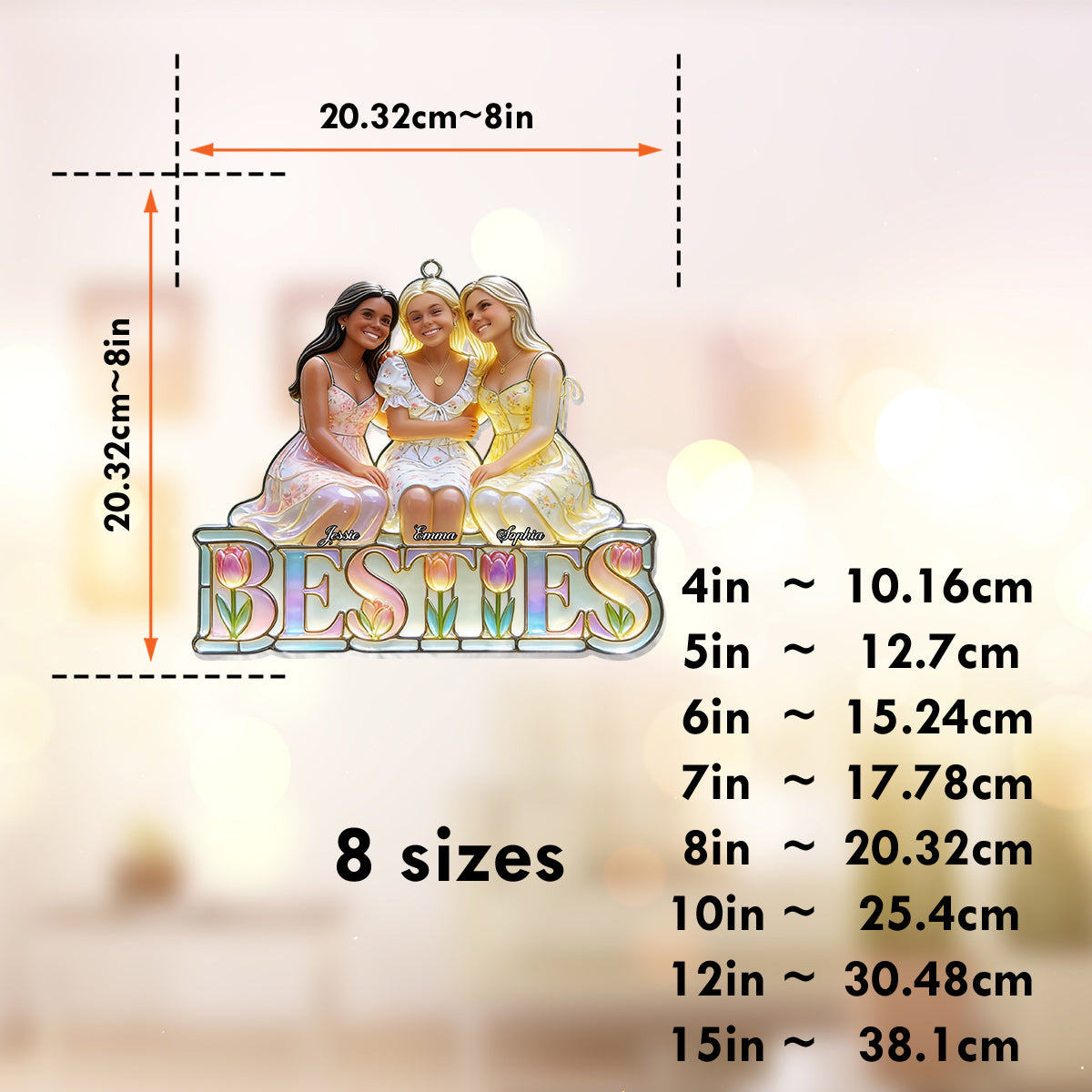 Besties Forever - Personalized Bestie Window Hanging Suncatcher Ornament