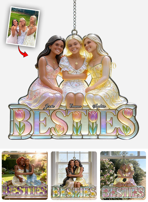 Besties Forever - Personalized Bestie Window Hanging Suncatcher Ornament