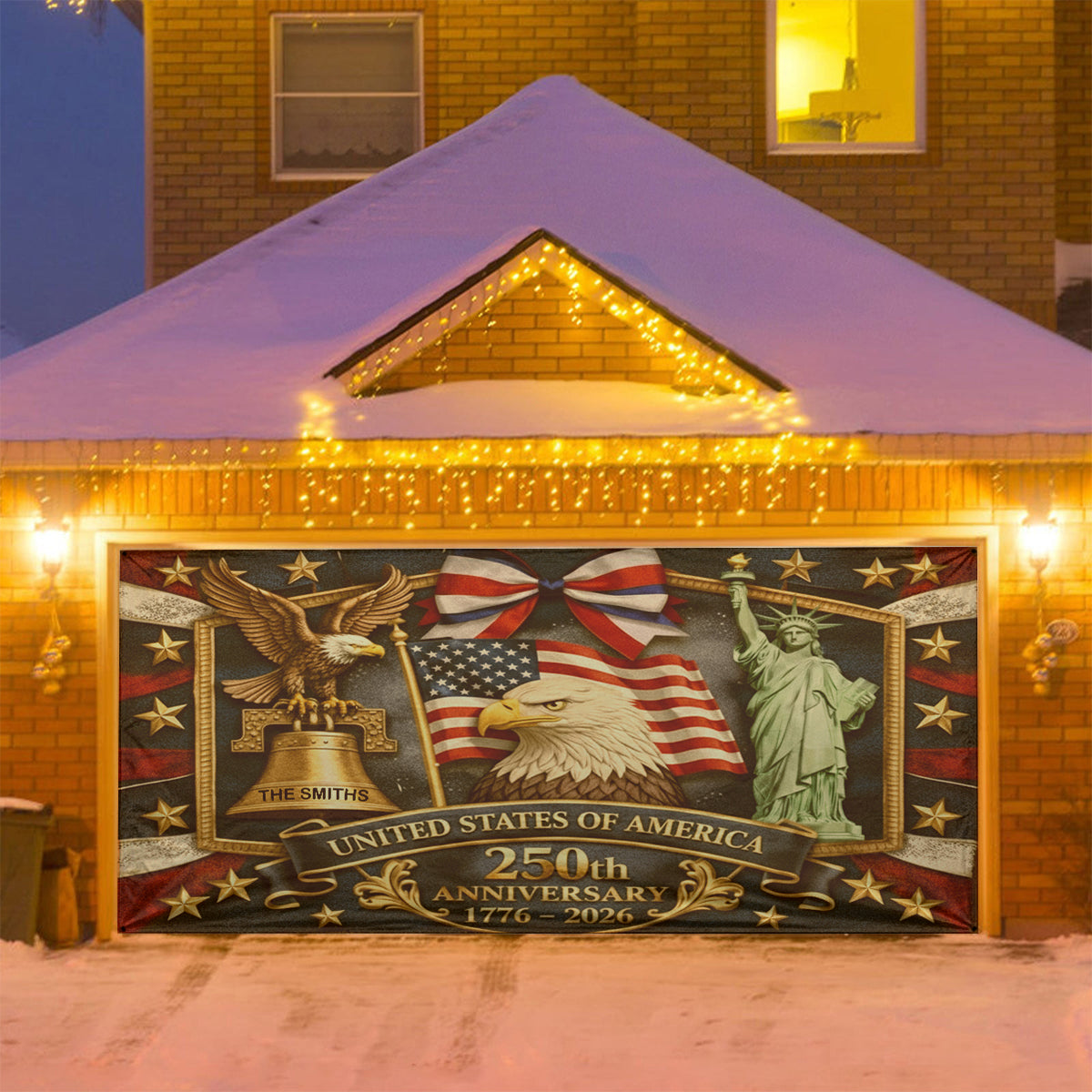 USA 250th Anniversary - Personalized Patriot Garage Door Banner