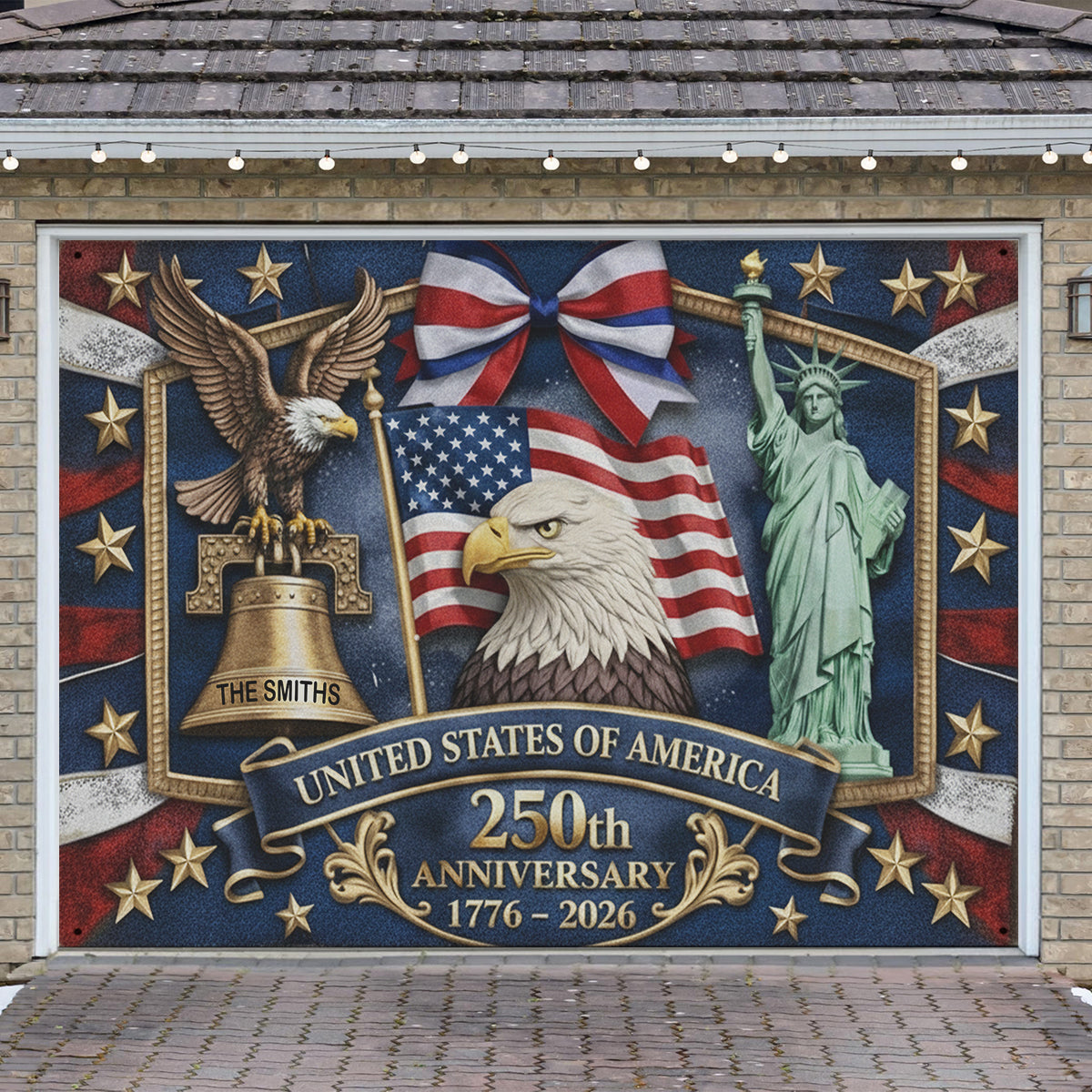 USA 250th Anniversary - Personalized Patriot Garage Door Banner