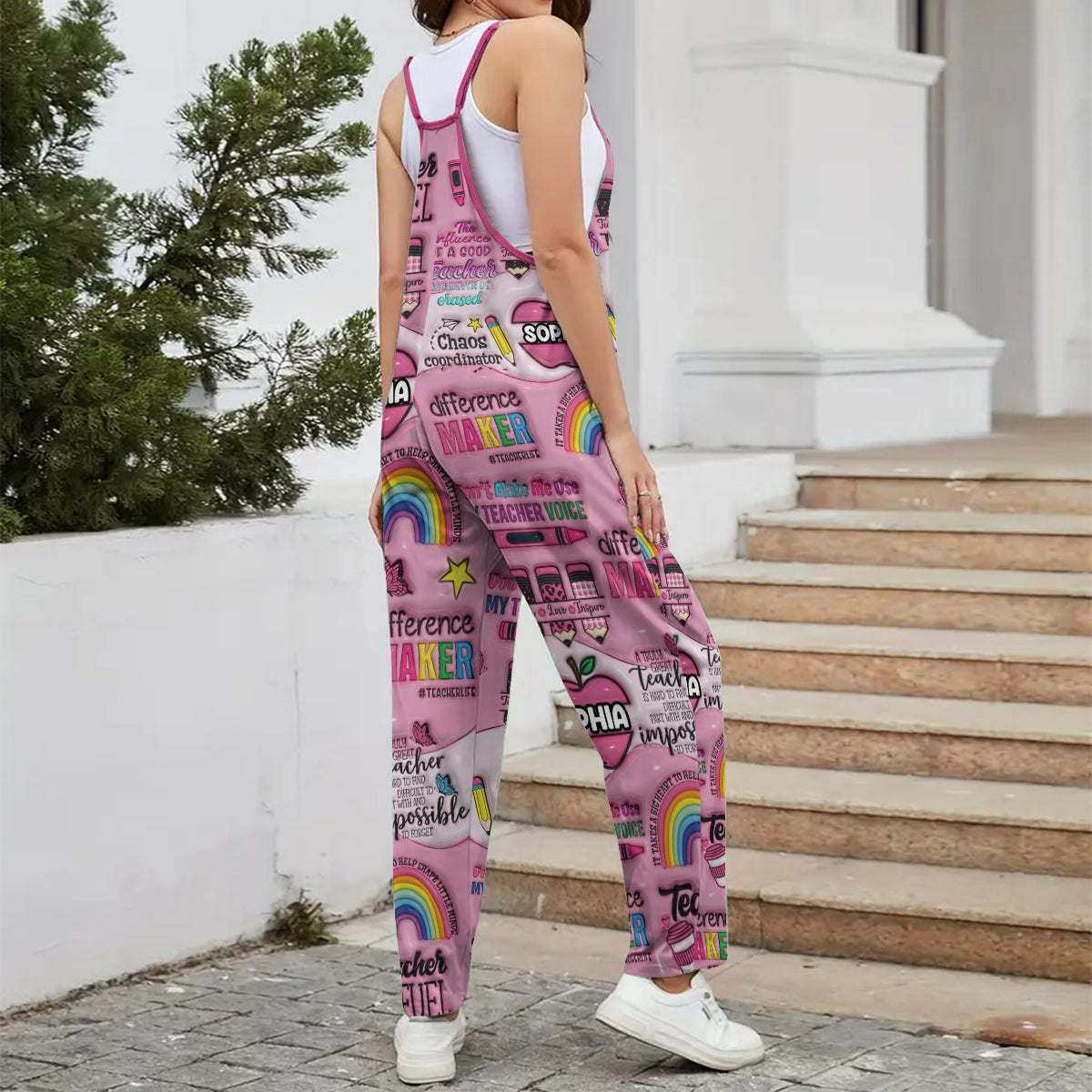 Best Teacher Ever - Personalized Teacher Loose-Fit Overalls/ Rompers