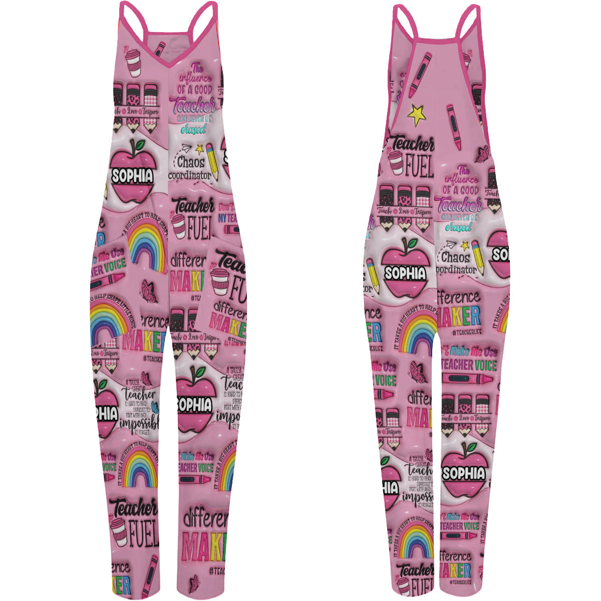 Best Teacher Ever - Personalized Teacher Loose-Fit Overalls/ Rompers