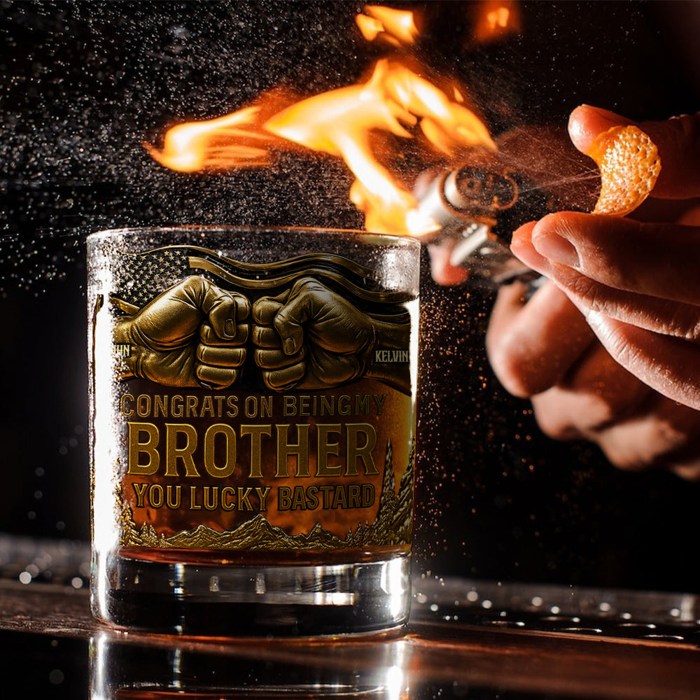 Congrat On Being My Brother - Personalized Sibling Whiskey Glass