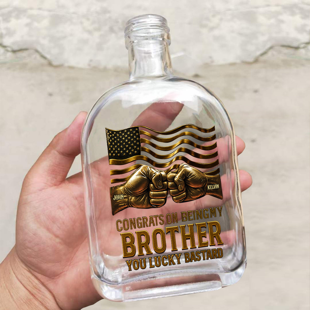 Congrat On Being My Brother - Personalized Sibling Wine Bottle