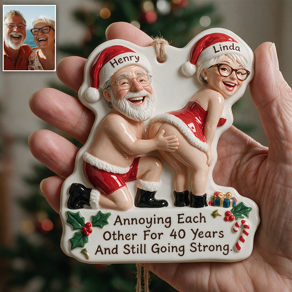 Ho Ho Holy Cheeks! - Personalized Spicy Couple Premium 3D Ornament