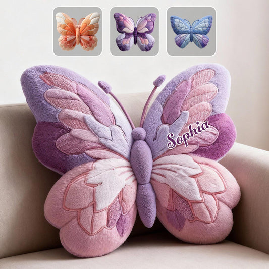Fluffy Butterfly - Personalized Butterfly Faux Fur Shaped Pillow