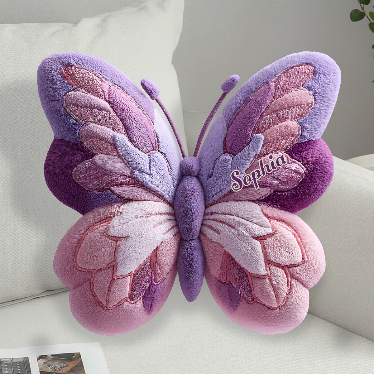 Fluffy Butterfly - Personalized Butterfly Faux Fur Shaped Pillow
