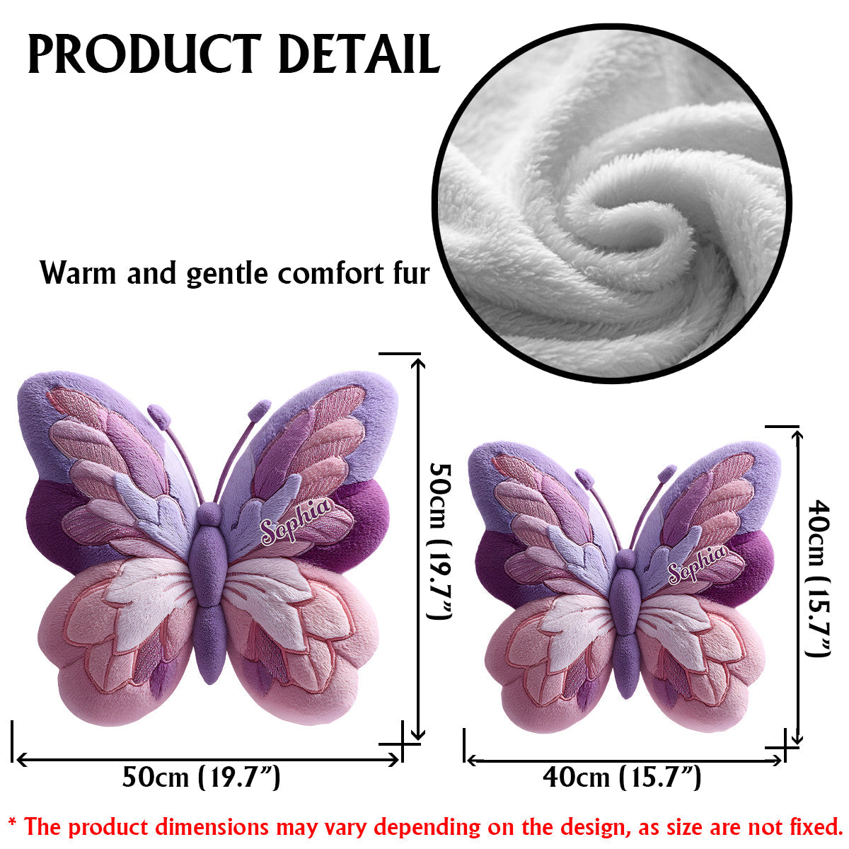 Fluffy Butterfly - Personalized Butterfly Faux Fur Shaped Pillow