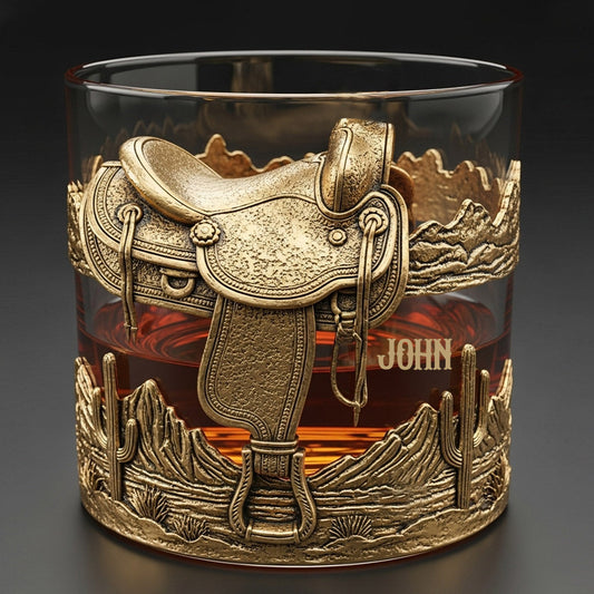 Horseshoe And Saddle - Personalized Horse Whiskey Decanter Set