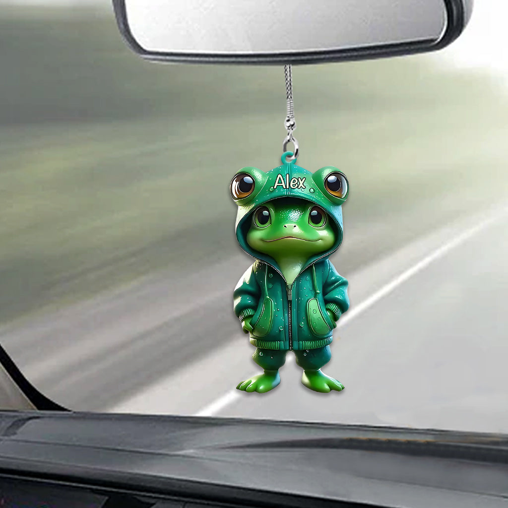 Cute Green Frog - Personalized Frog Car Ornament