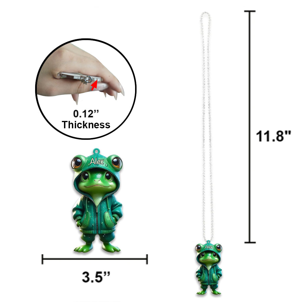 Cute Green Frog - Personalized Frog Car Ornament
