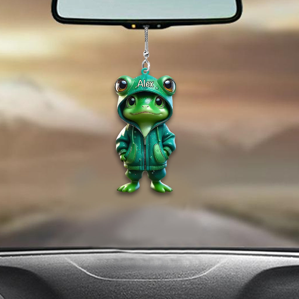 Cute Green Frog - Personalized Frog Car Ornament