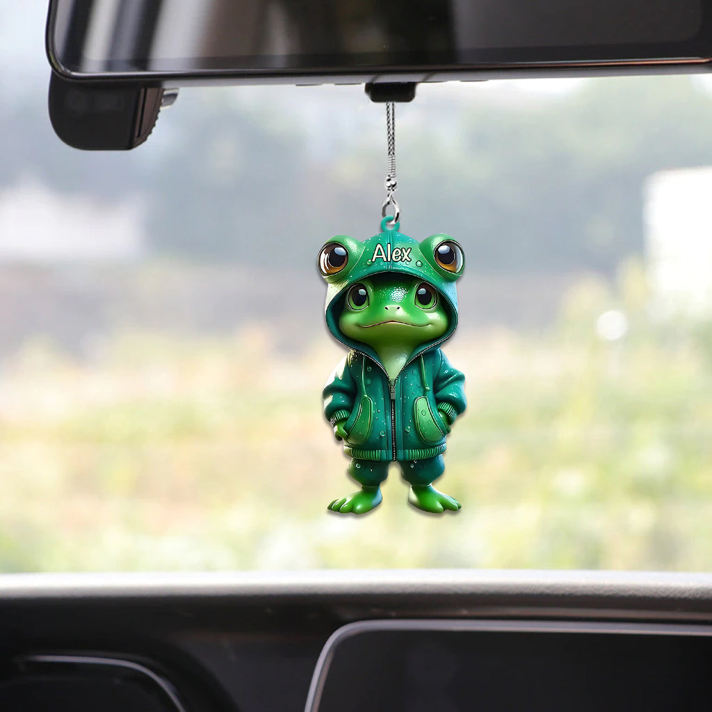 Cute Green Frog - Personalized Frog Car Ornament