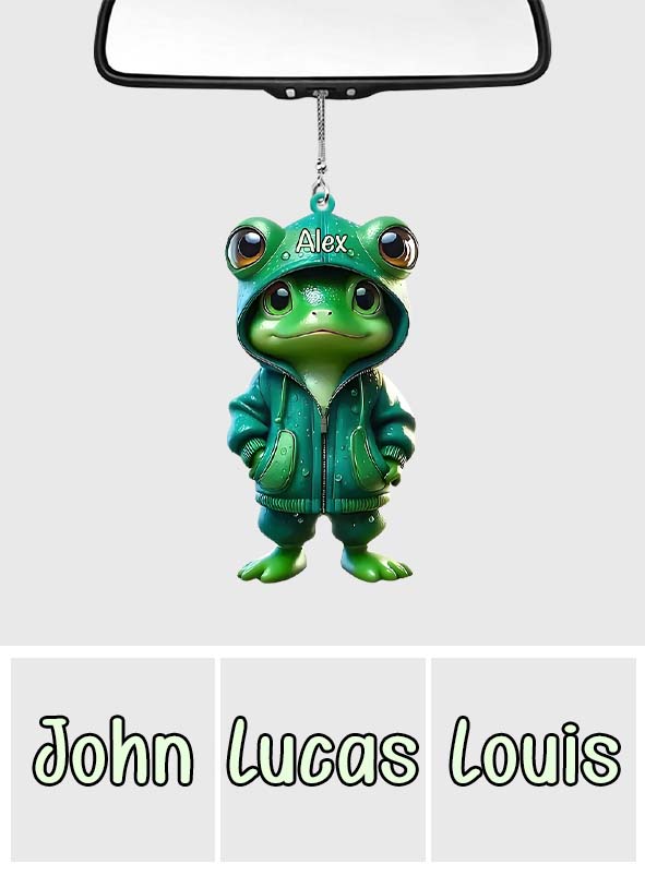 Cute Green Frog - Personalized Frog Car Ornament