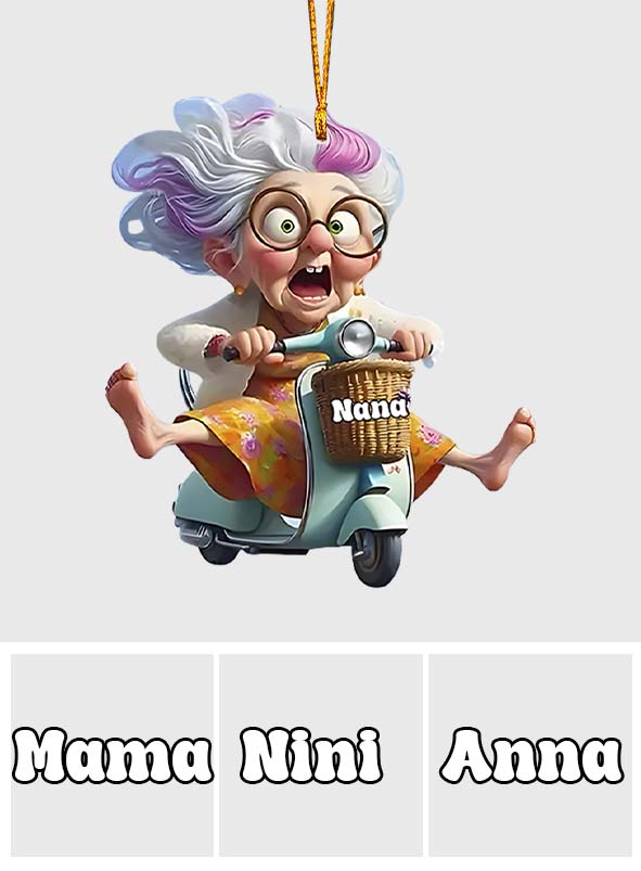 Motorcycle-Riding Grandma - Personalized Grandma Ornament