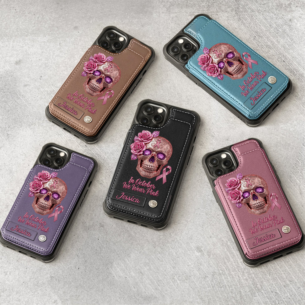 Skull And Ribbon - Personalized Breast Cancer Awareness Wallet Phone Case