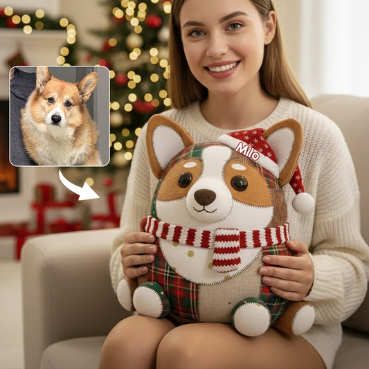 Pet Christmas Quilt - Personalized Dog Faux Fur Shaped Pillow