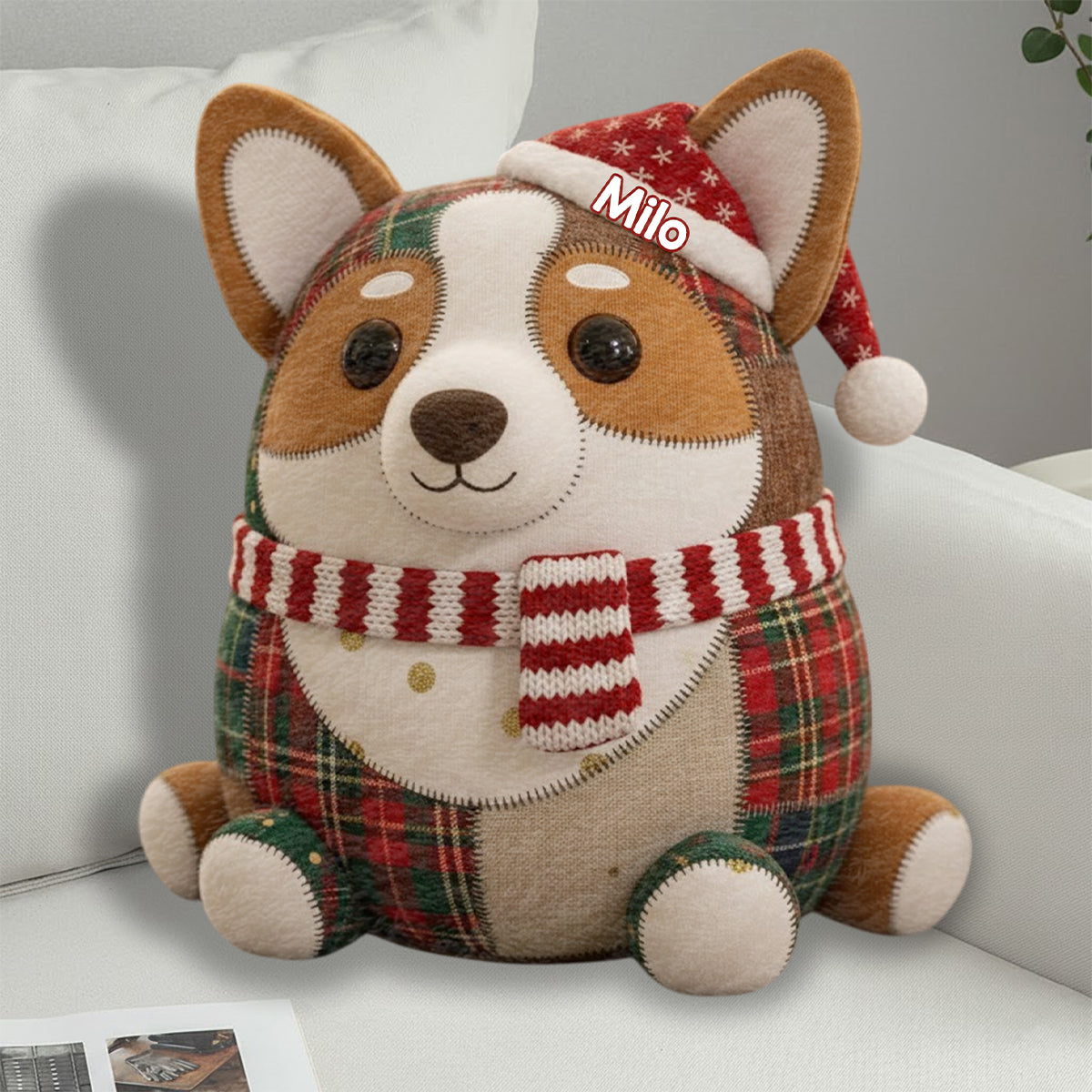 Pet Christmas Quilt - Personalized Dog Faux Fur Shaped Pillow