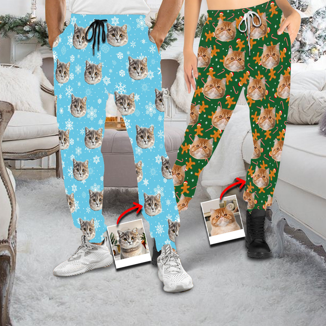 Custom Photo Unisex Sweatpants - gift for anyone, cat lover - Personalized Unisex Sweatpants