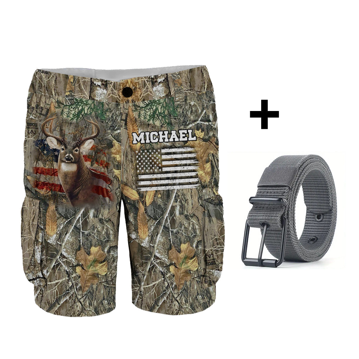 It's Hunting Season - Personalized Hunting Cargo Shorts With Belt