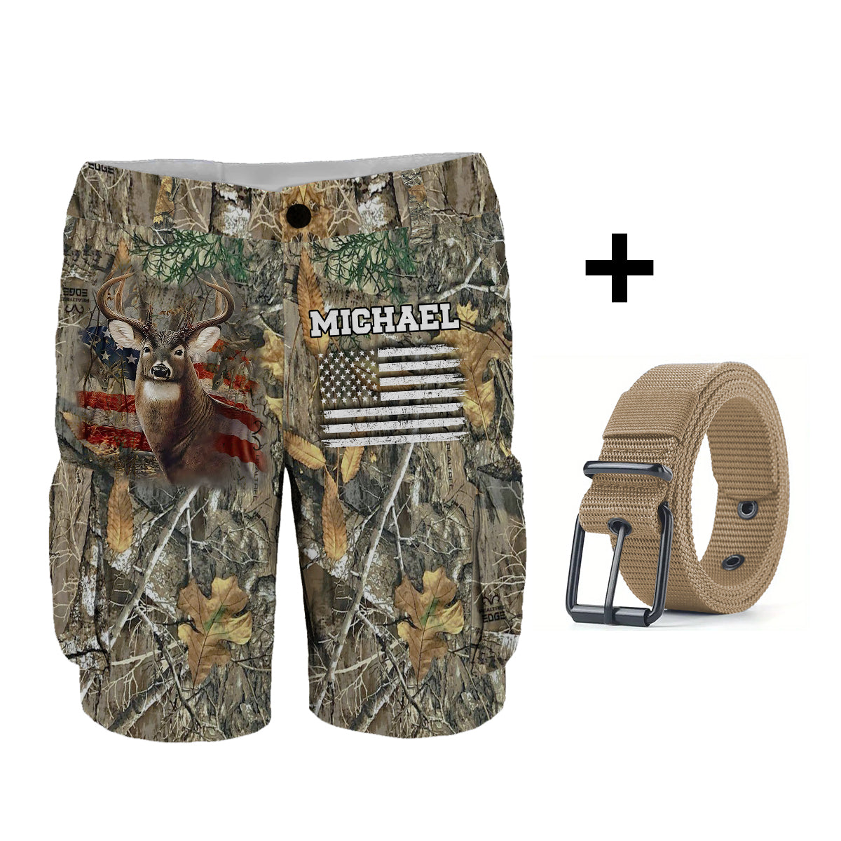 It's Hunting Season - Personalized Hunting Cargo Shorts With Belt