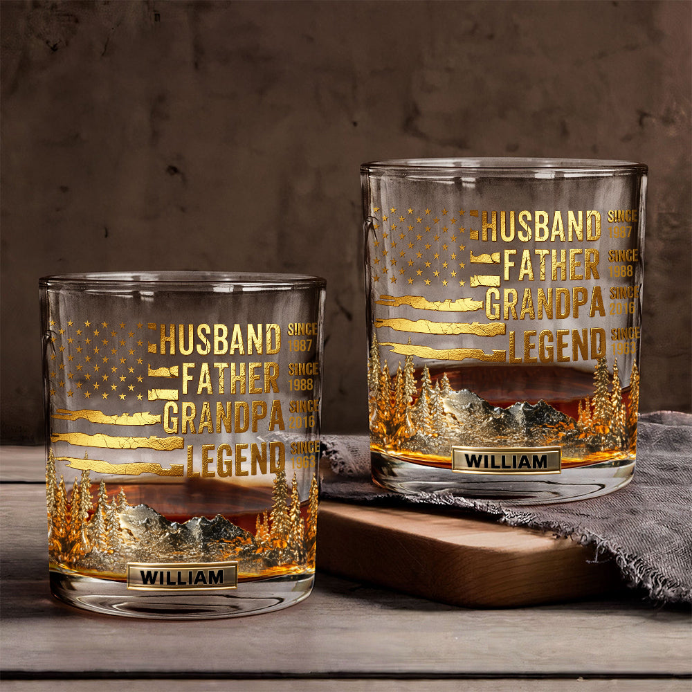 Legend Husband Father Grandfather, Gift For Him - Personalized Grandpa Whiskey Glass