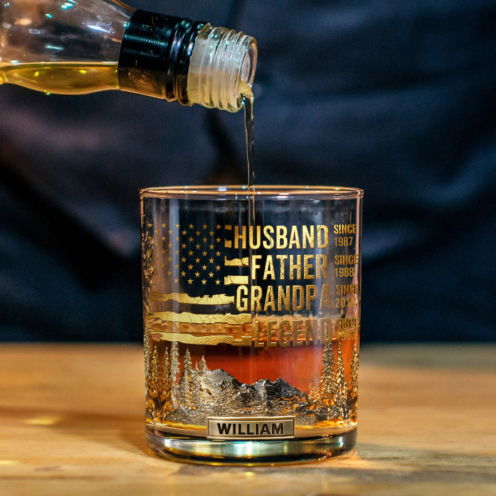 Legend Husband Father Grandfather, Gift For Him - Personalized Grandpa Whiskey Glass