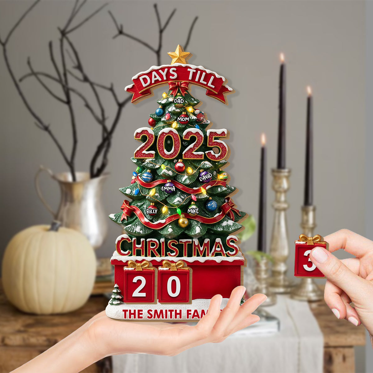 Christmas Countdown - Personalized Family Interchangeable Plaque