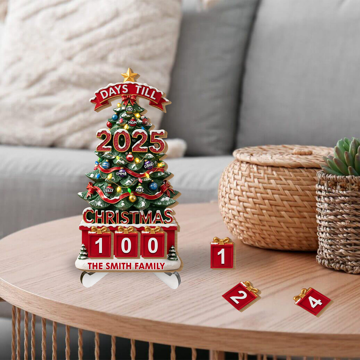 Christmas Countdown - Personalized Family Interchangeable Plaque