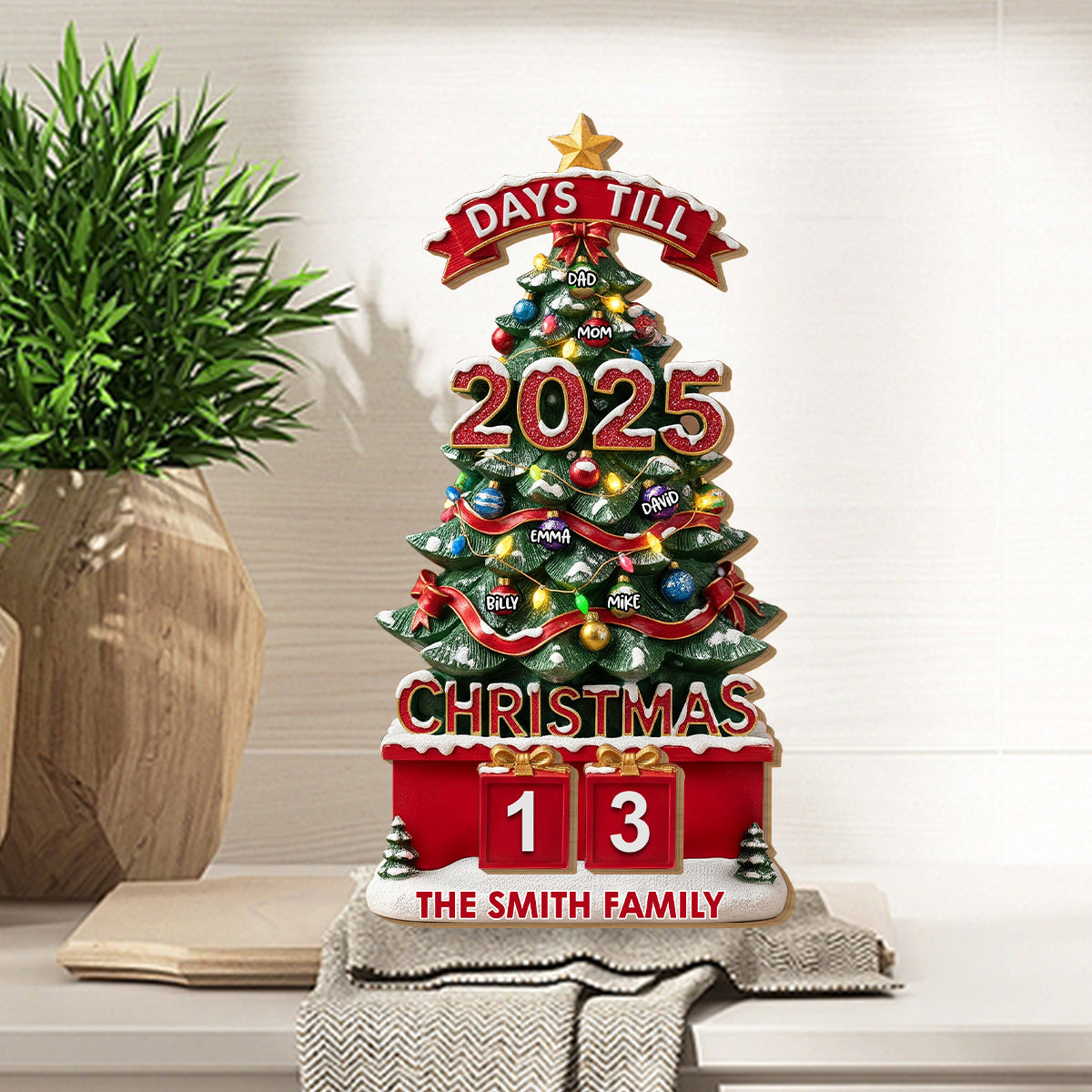 Christmas Countdown - Personalized Family Interchangeable Plaque