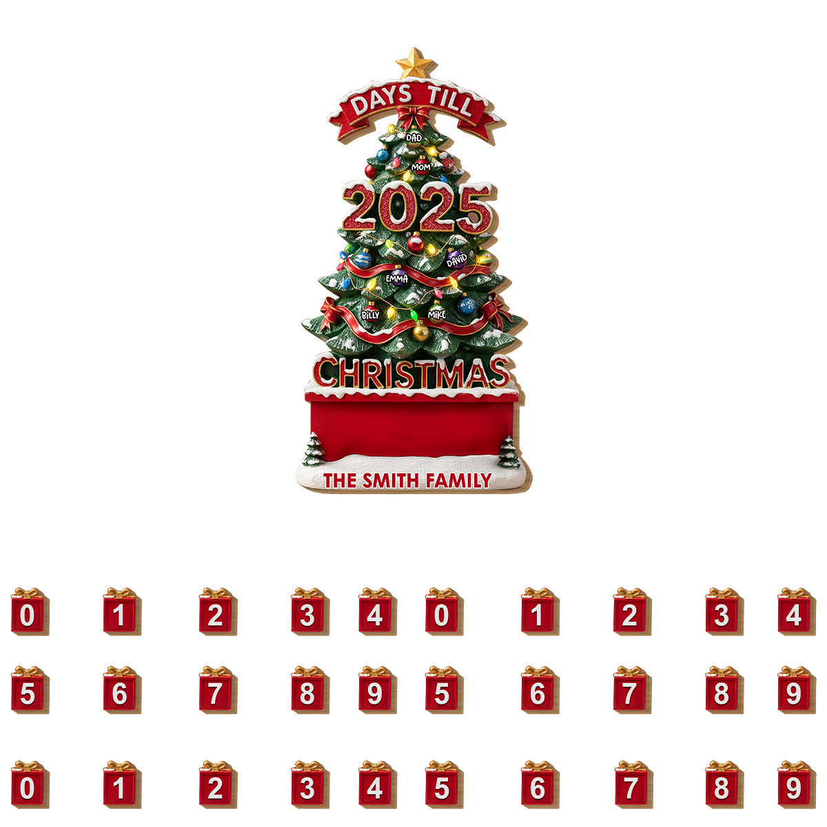 Christmas Countdown - Personalized Family Interchangeable Plaque