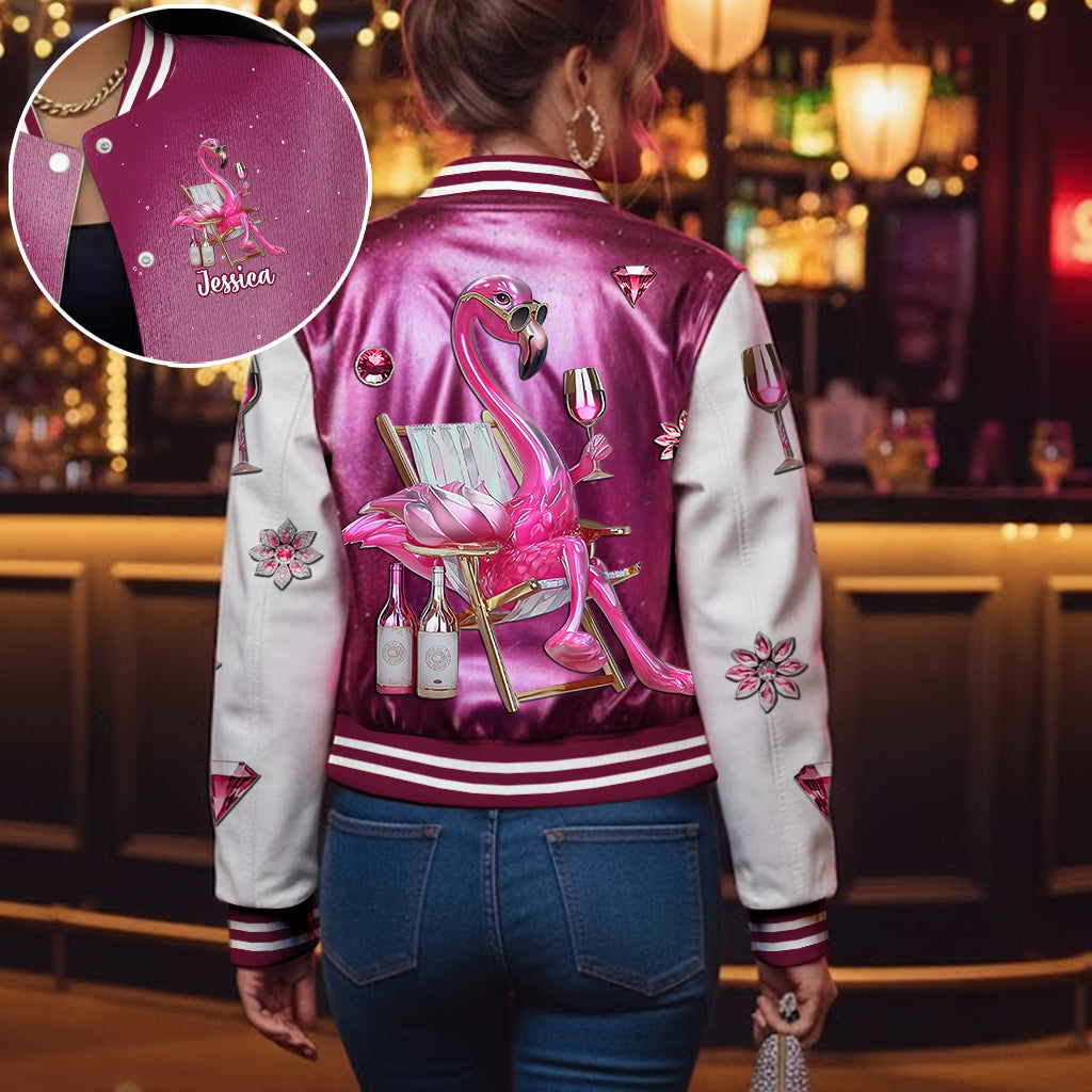 Be A Flamingo In A Flock of Pigeons - Personalized Flamingo Varsity Jacket