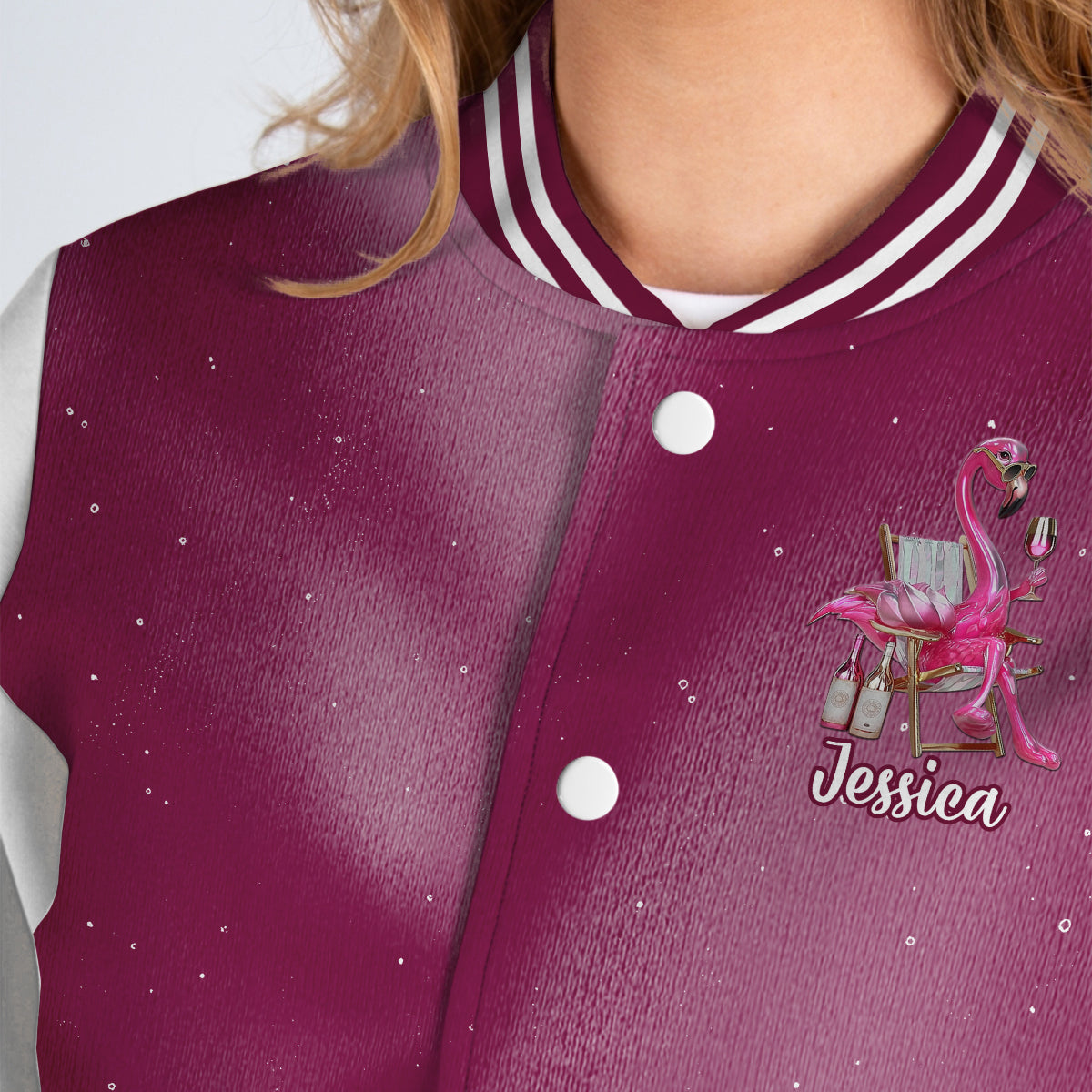 Be A Flamingo In A Flock of Pigeons - Personalized Flamingo Varsity Jacket